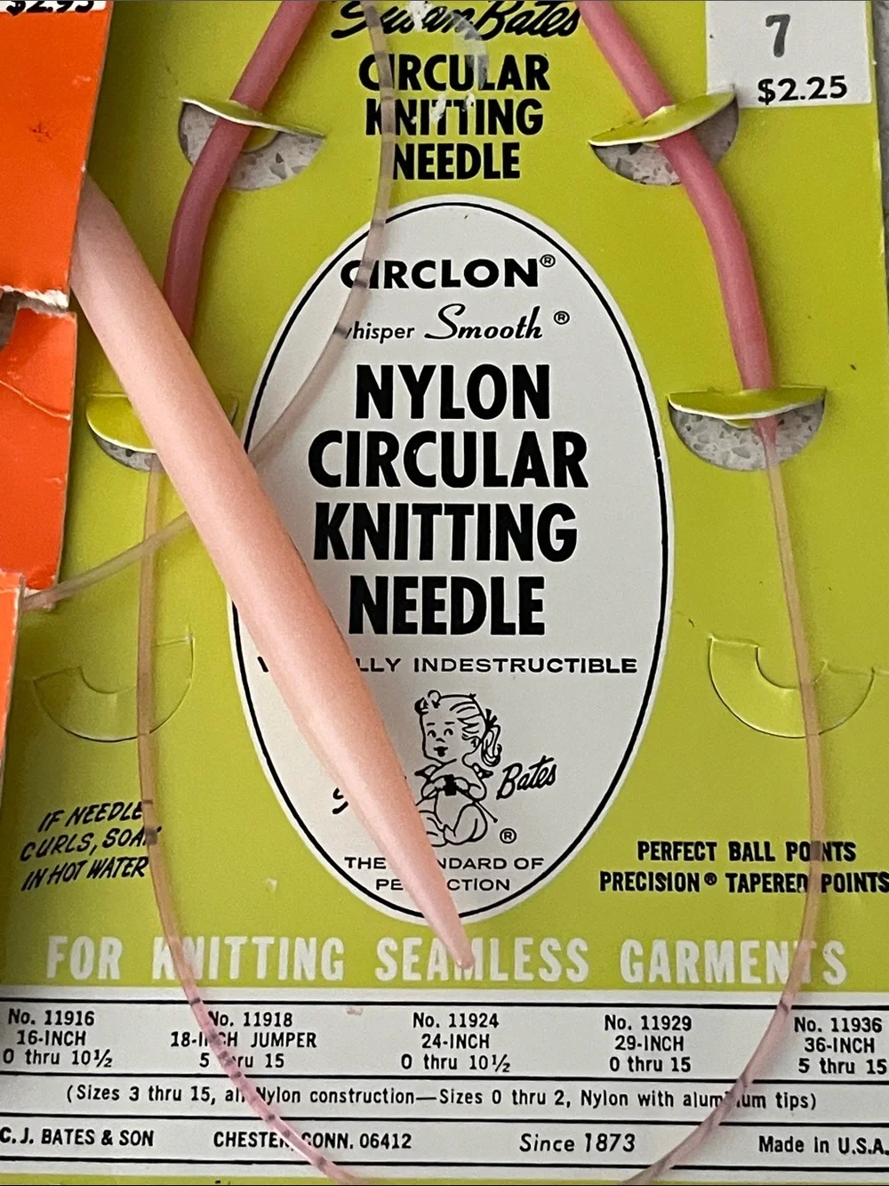 Susan Bates Vintage Circlon Circular Knitting Needles Sz 7 & 15 Original Pkg NEW